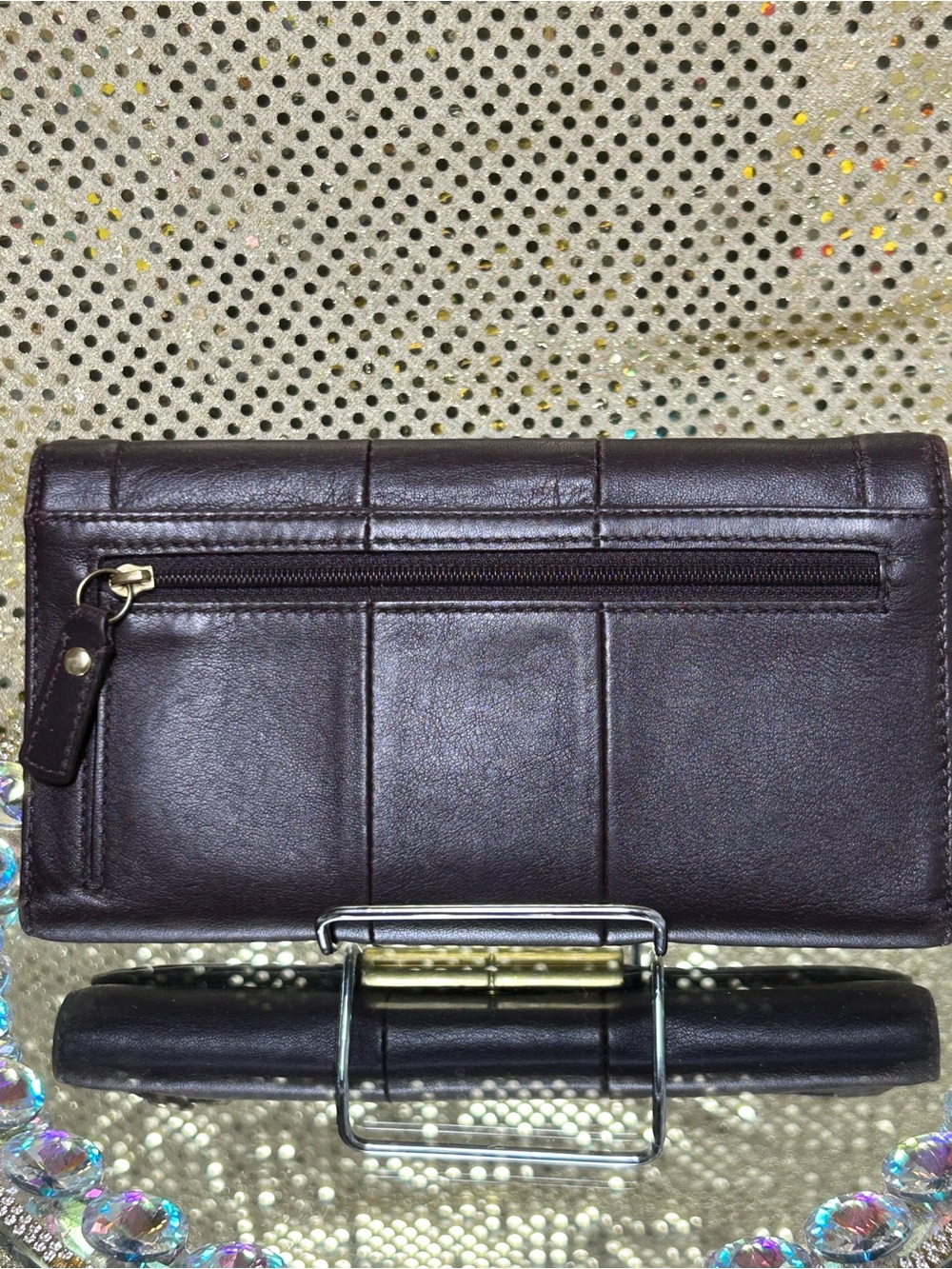 Coach Vintage Leather Trifiold Clutch Wallet in Dark Brown w/Gold Accent Approx. - Picture 3 of 13